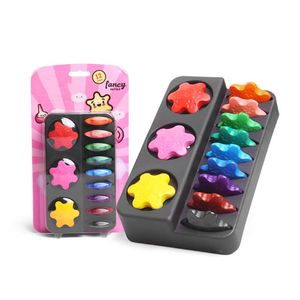 12 Couleurs Non-toxique Cire Flocon De Neige Forme Crayons pour Tout-petit Bébé Enfants Lavable Sûr Peinture Dessin Outil École Art Fourniture