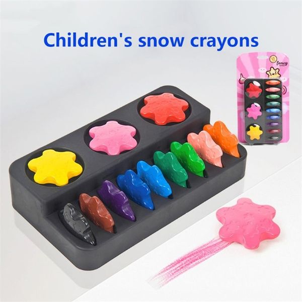 12 Couleurs Non-toxique Cire Flocon De Neige Forme Crayons pour Tout-Petits Enfants Lavable Peinture Sûr Dessin Outil École Art Fourniture 201225