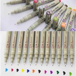 12 Couleurs Porous-Point Pens Dessin Design Sketch Micron 0.5mm Fineliner Neelde Supplies 211104