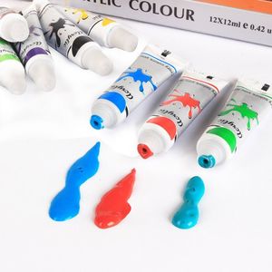 Juego de acrílico profesional de 12 colores, tubos de 12ml, pigmento de dibujo, pintura de pared, suministros de arte DIY