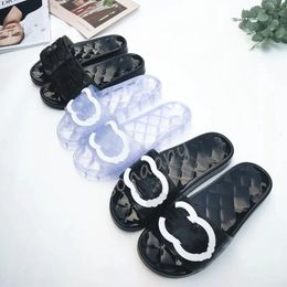 12 kleuren sandalen ontwerper pvc jelly sandalen slippers transparante damesbrief bedrukte zomerglipper glijbanen siliconen dame slippers platte schoensandalen