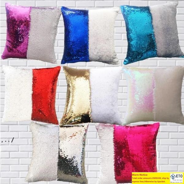 12 couleurs paillettes sirène taie d'oreiller coussin nouvelle Sublimation paillettes magiques blanc taies d'oreiller transfert à chaud impression bricolage personne