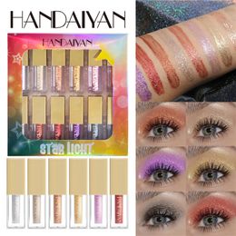 12 colores/Set Handaiyan brillo líquido sombra de ojos Kit diamante impermeable delineador de ojos metálico brillante sombra de ojos belleza ojos maquillaje