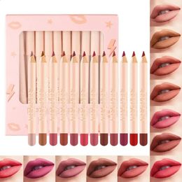 12 couleurs/ensemble velours Lipliner crayon Kit maquillage nu mat rouge à lèvres imperméable longue durée lèvres Liner stylo pour femme cosmétiques 240124