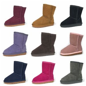 12 couleurs bottes de neige pour enfants chaussons en cuir véritable tout-petits chaussures unisexe bottes solides chaussures