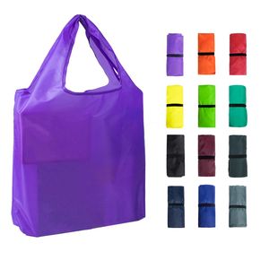 12 couleurs couleur unie Portable pliant écologique en Nylon sac à provisions fourre-tout organisateur de poche