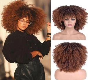 12 kleuren Synthetisch Haar Pruiken 40 cm 16 inch Afro Kinky Krullend Pruik Look Real Voor Wit Zwart Vrouwen ZHS236844639568