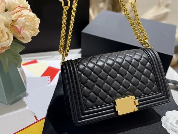 12 colores Mujeres Classic Diamond check Quilted Small Square Bags Gold-tone Metal Hardware Flap Chain bolsos Soft Lambskin Luxury Shoulder Crossbody Bag 25CM