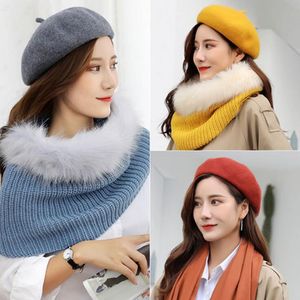 12 kleuren Womens Cashmere Baret Hoogwaardige Solid Muts Painter Cap Bonnet Caps Stretchy Flat Hat Stijlvolle Trilby Winter Warm Outdoor Hats