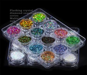 12 Colorsset Nail Glitter Poeders flitsende kristal diamant pailletten serie multicolor pak fijn glinsterende gemengd pakket zomer 23119660696