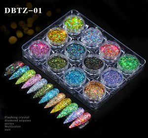 12 kleurenset nagelglitterpoeders knipperend kristal diamant pailletten serie meerkleurig pak fijn glanzend gemengd pakket zomer 8162775