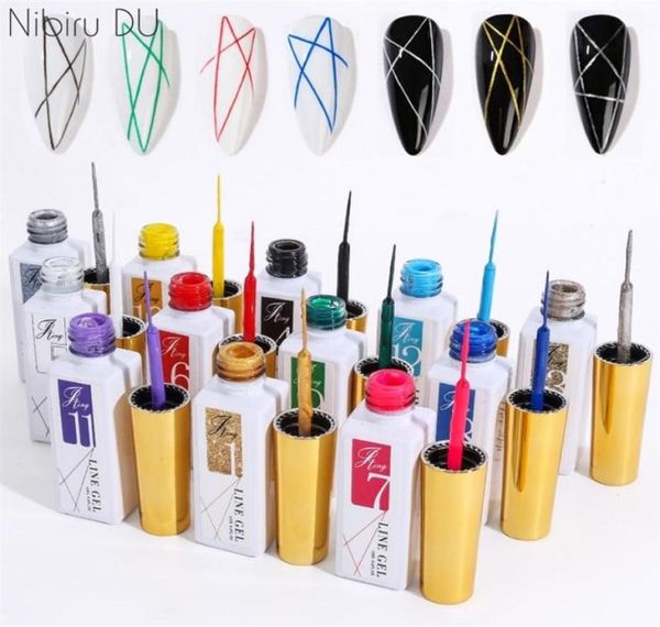 12 ColorSet Pull Douleur Polish Kit Uvled for Diy Hook Line Manucure Painting Gel Nail Art Supplies Brossed Design 2206135967449