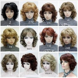 12 Color Lady Femme Perruque courte Curly Wig Blonde brun vin rouge Wavy Hair Wig