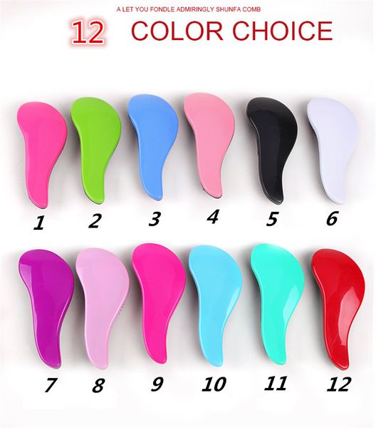 12 couleurs petit peigne à cheveux en plastique TT outils de brosse de beauté personnalisés en gros cheveux brosses livraison gratuite 10 pièces