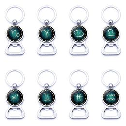 12 Control Keychain Horoscope Sign Summer Beer Flessen Opener Key Chain Ring Mode Accessoires Drop Ship 340115