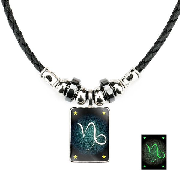 Collar de 12 Constell que brilla en la oscuridad, collares con colgante de signo del horóscopo para mujeres y hombres, regalo de joyería de moda