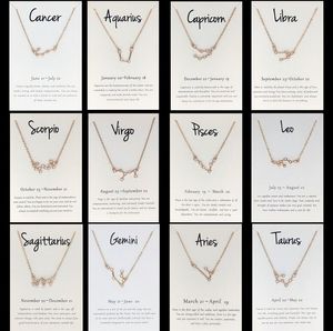 12 sterrenbeeld sterrenbeeld diamant ketting horoscope zirkoon Koreaanse sieraden ster Galaxy Weegschaal astrologie met retail geschenk kaart groothandel