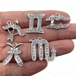 12 sterrenbeelden Rhinestone Charms Designer Jibz voor Croc Shoes Decaration Badg Hanger Klompen Kid Girls Dames Geschenken