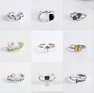 12 Modèles Mélanger Réel 925 Bague En Argent Sterling Pour Femmes Filles De Mode Créer Vieux Arc Chaîne Charme Anneaux Doigts En Gros