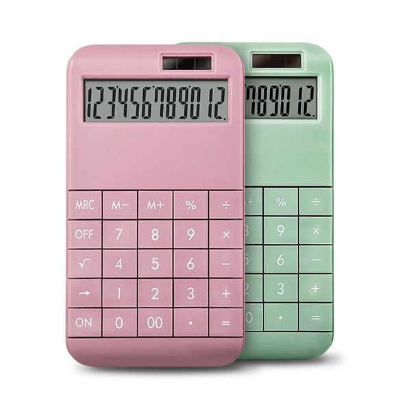 Calculadoras de botón de pantalla grande de 12 dígitos, calculadora de fuente de alimentación dual solar, suministros escolares para estudiantes, 3 colores