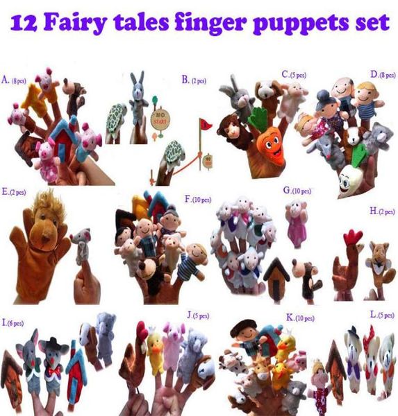 Juego de 12 marionetas de dedo de cuentos de hadas, marionetas de dedo de animales, juguetes educativos para bebés, muñecas, cerdos, tortugas, leones 2319717