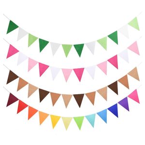 12 drapeaux colorés de fanfarts de fanion en feutre Banner Bunting String Triangle Flag fête célébrations boutiques décorations de baby shower événements de mariage classe Garland W0108