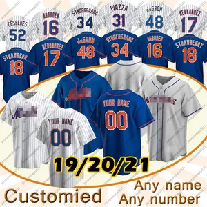 12 maillots de baseball Francisco Lindor 48 Jacob deGrom 20 Pete Alonso 18 Darryl Strawberry 31 maillot personnalisé Mike Piazza Noah Syndergaard 100% cousu