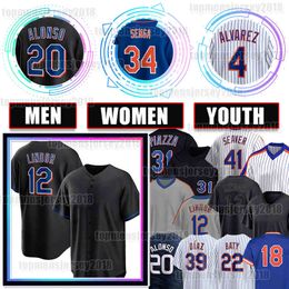 12 Francisco Lindor Jersey 34 Kodai Senga Baseball Pete Alonso Mets 39 Edwin Diaz 4 Franciscos Aarez Brett Baty 9 Brandon Nimmo New Yorks Jeff McNeil Marte Tom