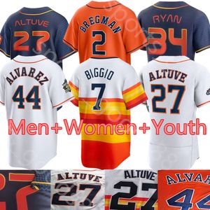 2023 Taille personnalisée S-4XL 44 Yordan Alvarez 3 Jeremy Pena 27 Jose Altuve Jersey George Springer Alex Bregman Michael Brantley Yuli Nolan Ryan Maillots de baseball