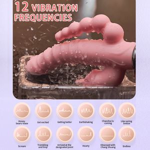 12 Fréquence Femelle Dildo Masturbation Vibrator Sexy Toy Device Conversion Massage de lapin Double amortisseur Produits adultes