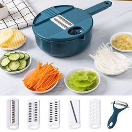 12 Functies Multifunctionele Salade Gebruiksvoorwerpen Groente Chopper Wortel Aardappel Handmatige Shredder Kok Gereedschap voor Keuken 240104