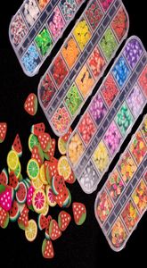 12 nail art de grille Set Fruit Watermelon Shape Rivet Ball pour les ongles de bricolage décorations design accessoires de manucure Boîte Packa2382464