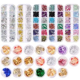 12 Nail Grille Diamant Gol Foil Paper combinaison Set Nail Diamond Bijoux en gros Décoration Diamond Nail Shiny Nail Plat Bottom Ab