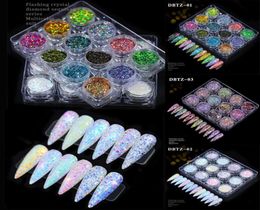 12 grilles ongles paillettes sirène poudre flocons brillant rond hexagone holographique Paillette paillettes Nail Art décoration manucure 4978643