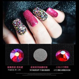 12 roosters/set nagel glitter Rhinestones zilveren platte bodem boor diamant voor UV nagellak gemengde maat regenboog nagel juwelenfor uv gel nagelontwerp