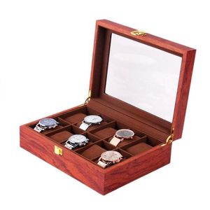 Bekijk dozen gevallen 12 rasters houten kist bubble kolom verpakking retro case opslag voor mannen vrouwen sieraden Valentijnsdag geschenk