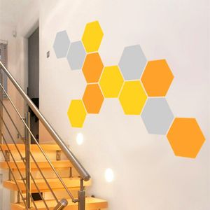 12 Decal de mur en nid d'abeille hexagones géométriques Stickers muraux Décoration de la maison Trois combinaisons de couleurs Taille 24x28cm D625