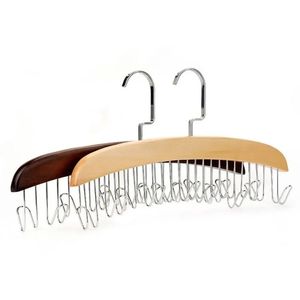 12 haken houten hangers rekken met roestvrijstalen sjaalhaken gelijkspel riem stoffen hanger organisator RRA1223