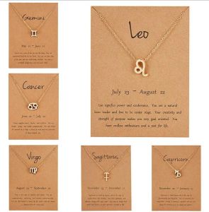 12 horóscopo signo del zodiaco colgante collar Aries Leo constelaciones plata y oro joyería niños regalo de Navidad al por mayor