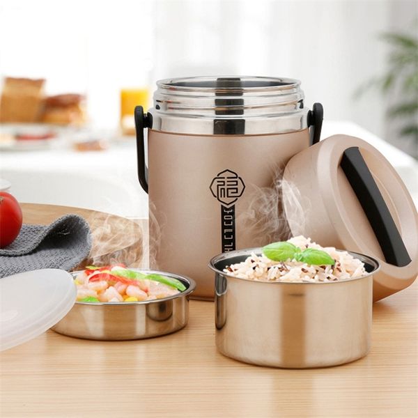 12 heures sous vide isolé Lunch Box en acier inoxydable Bento Box école de style japonais Enfants Camping Portable Food Container Thermos 201029