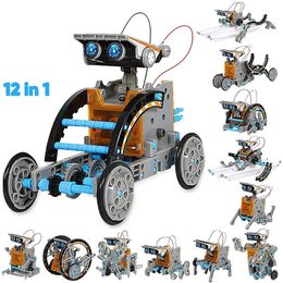 12 en 1 expérience scientifique robot solaire jouet bricolage bâtiment alimenté outil d'apprentissage éducation robots gadgets technologiques kit pour enfant 240102