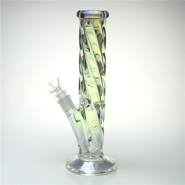 Bong d'eau en verre femelle de 12 pouces 14 mm avec pyrex épais coloré rotatif en verre enfilé en verre fumé