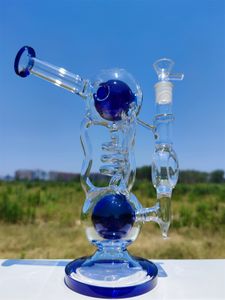 12 Pouces Heady Bong Bleu Vert Lourd Épais Narguilé Bong En Verre Dabber Rig Recycleur Tuyaux Bongs À Eau Tuyau De Fumée Avec Joint Femelle De 14mm