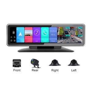 Grabador de video DVR T88 para automóvil de 12 pulgadas 4G FHD 1080P Android 9.0 con 4 cámaras 2GB + 32GB Navegación GPS ADAS Visión nocturna Monitor panorámico de 360 °