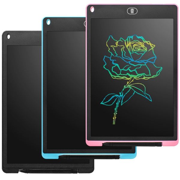 Tableta de escritura LCD a Color de 12 pulgadas, pizarra electrónica, panel de escritura a mano, tablero de dibujo Digital, tabletas gráficas coloridas, una tecla transparente