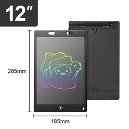 12 inch doodle board, kantoor LCD schrijftablet, kleurrijke tekentablet, uitwisbare herbruikbare elektronische doodle tekenblok zwart