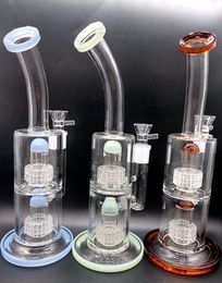 12 pulgadas de doble filtro Mobius Glass Bongs Hookahs Bubbler doble matriz estéreo perc dab rig pipas de agua pipa para fumar con junta de 18 mm