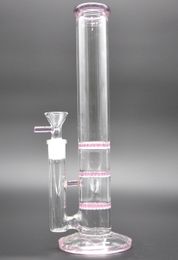 12 inch glazen pijp geassorteerde kleur roze glazen bong drie layer percolators 3 massa kam filter en 1 perc water bongs waterpijp 18 mm gewricht