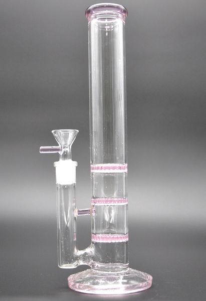 Tubo de vidrio de 12 pulgadas Color surtido Bong de vidrio rosa Percoladores de tres capas Filtro de peine de 3 masas y 1 bongs de agua Perc Cachimbas Junta de 18 mm