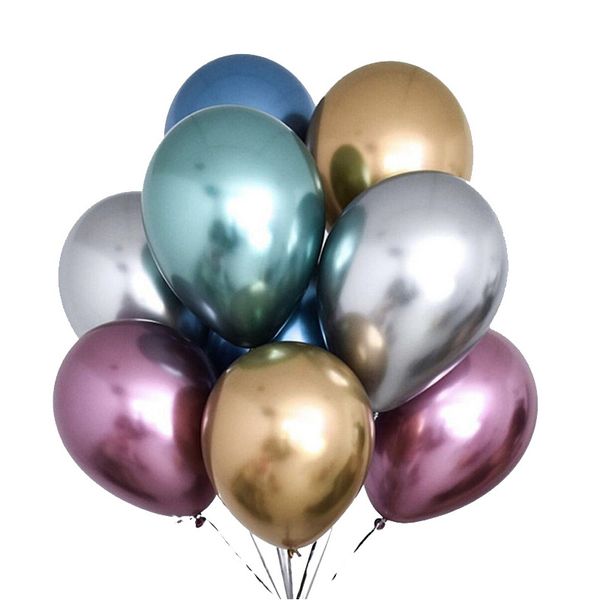 12 pouces Brillant Décoration Métal Perle Latex Ballons Épais Chrome Métallique Couleurs Gonflable Air Balls De Mariage Fête D'anniversaire Ballon Décoratif